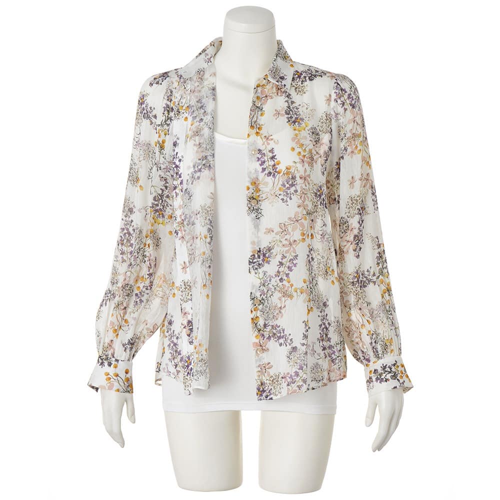 リネンシルク フラワー柄プリントブラウス 通販 - ディノス