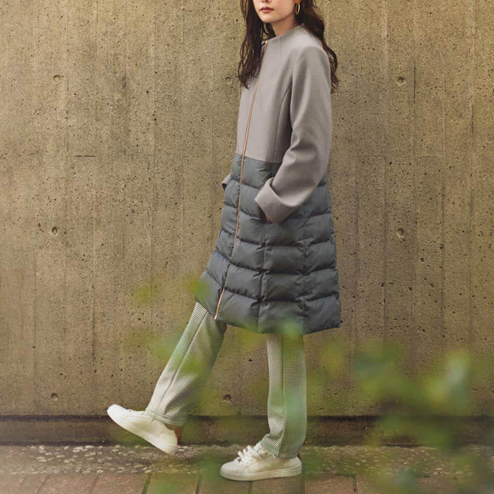 ウール×ダウン 切り替えデザイン コート 通販 - ディノス