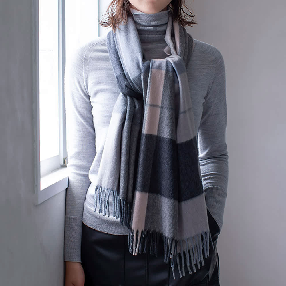 イタリア製 カシミヤ100％ チェック ストール 通販 - ディノス