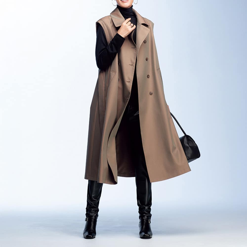 2WAYデザイン はっ水 シャンブレーツイル トレンチコート 通販 - ディノス