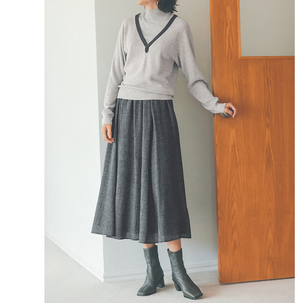 尾州産 ウールガーゼ チェック柄 ギャザースカート 通販 - ディノス