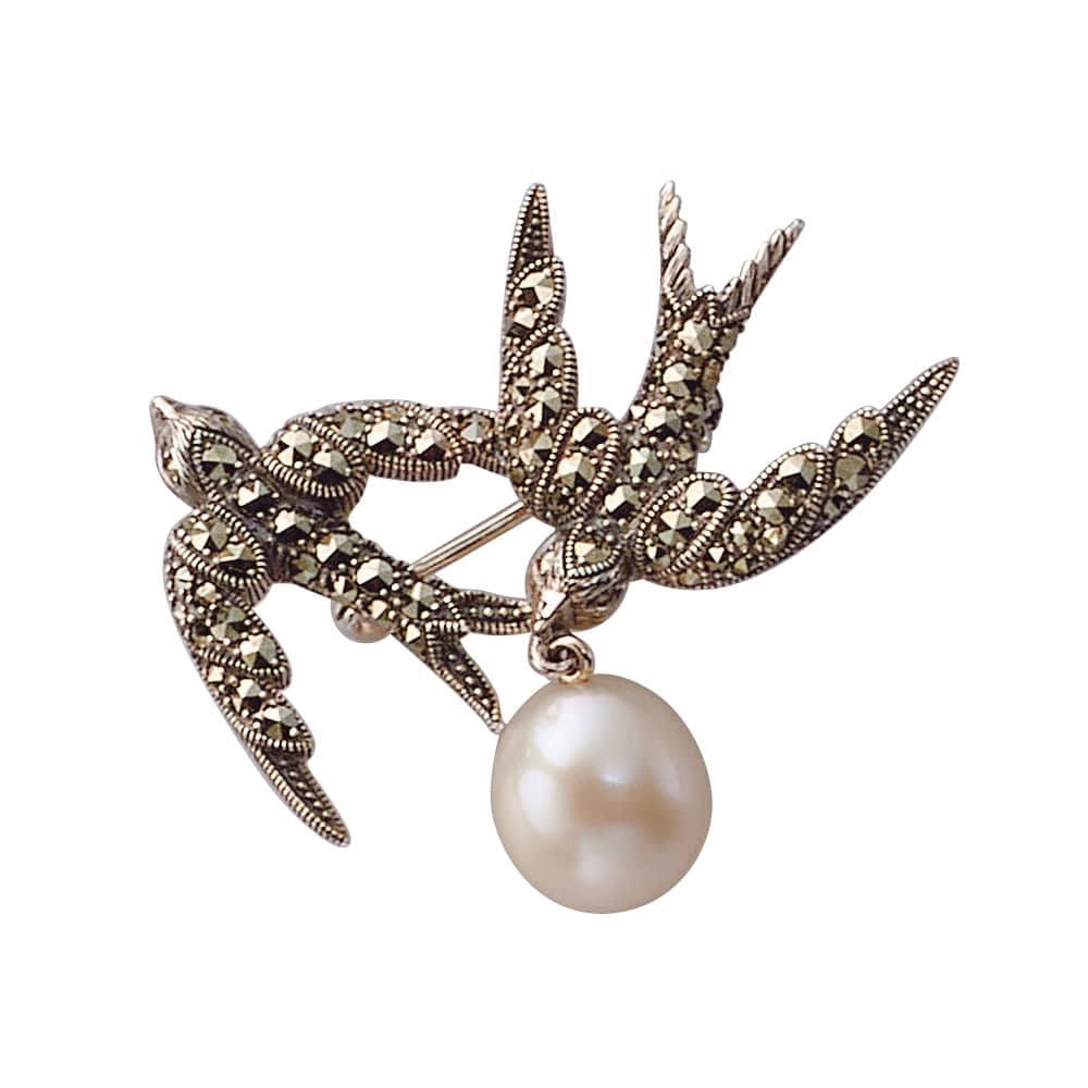 ROKUZAN/碌山 SV 淡水パール ブローチ兼ペンダント ツバメ 通販 - ディノス
