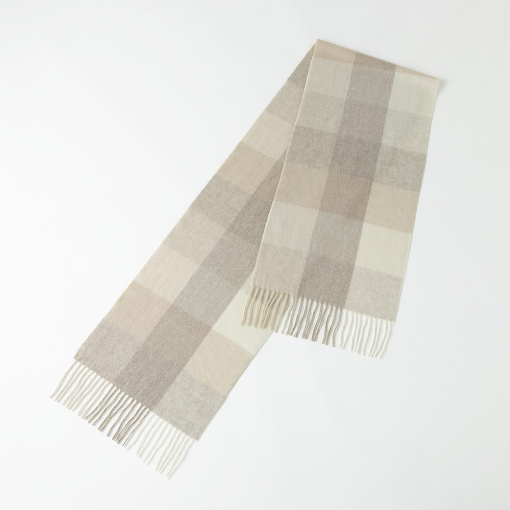カシミヤ100％ ブロックチェックマフラー 通販 - ディノス