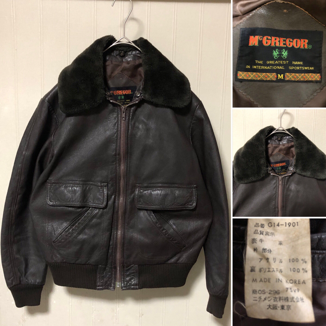 McGREGOR - McGREGOR G-1 牛革襟ボア フライト レザージャケット 茶M