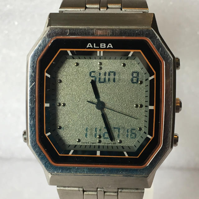 ALBA - SEIKO ALBA セイコー デジアナ 二重面相 クオーツ メンズ腕時計