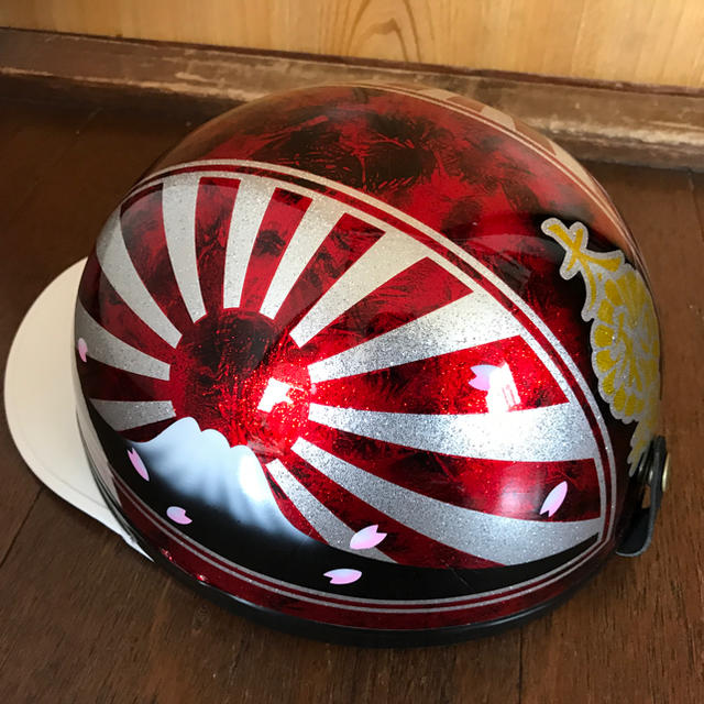 新品 レッドラメ ラップ塗装 富士日章 コルク半 ヘルメットの通販 by