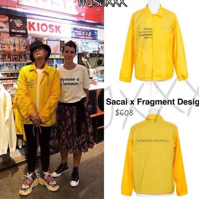 sacai - 定価G-DRAGON着用 sacai x fragment design コーチの通販 by