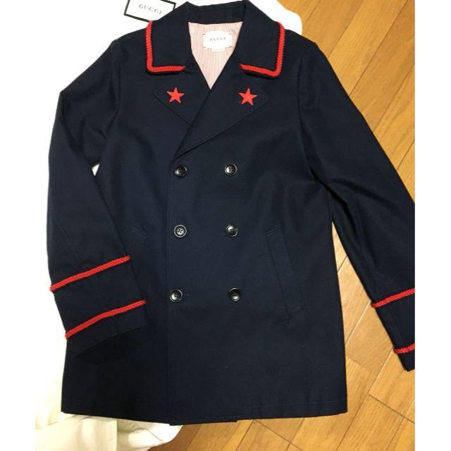 GUCCI - ○Gucci16SSネイビー赤ライン×袖タイガーPコート○キッズ12