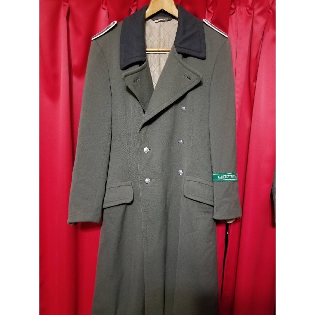 旧東ドイツ軍 フィールドグレーロングコート 国境警備隊袖章、肩章付