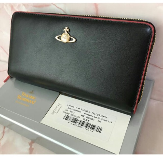 Vivienne Westwood - ライン ヴィヴィアンウエストウッド長財布黒×赤の