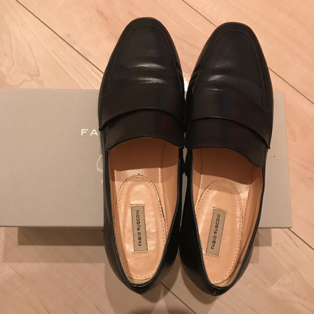 美品 FABIO RUSCONI ブラック フラットシューズ36 - ○ファビオ