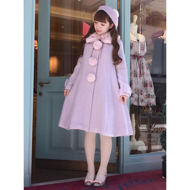 Leur Getter - ルルゲッタ ファーポンポン付きコート ベレーセット