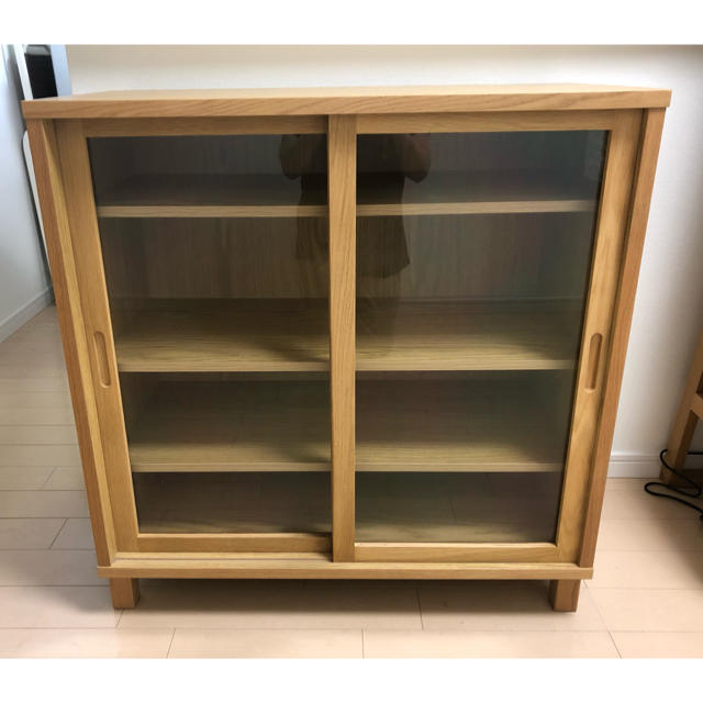 MUJI (無印良品) - 無印良品 オーク材キャビネットガラス扉（引戸） 幅