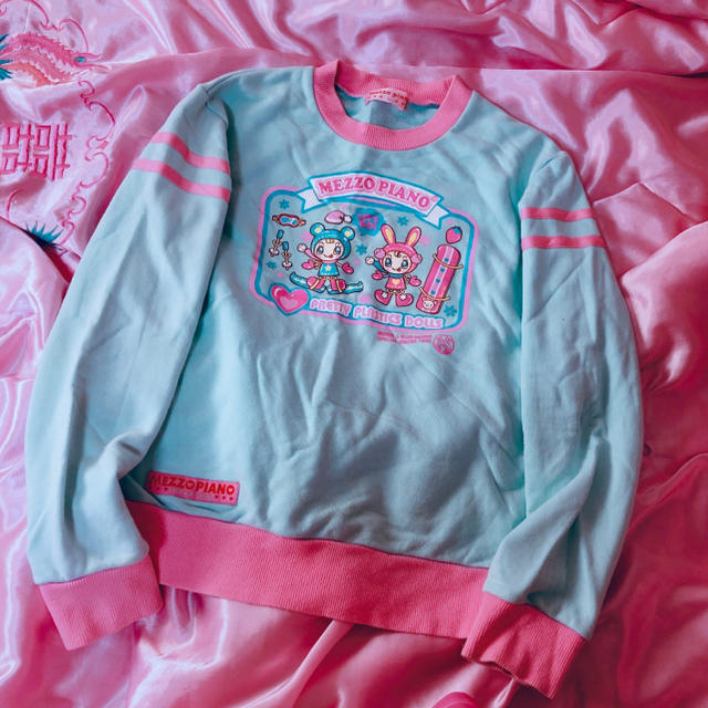 mezzo piano - メゾピアノ mezzo piano トレーナー スウェット 水色