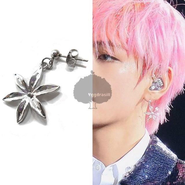 ☆新品 花柄 ピアス シルバーカラー 6枚 葉っぱ シングル 1個 片耳の