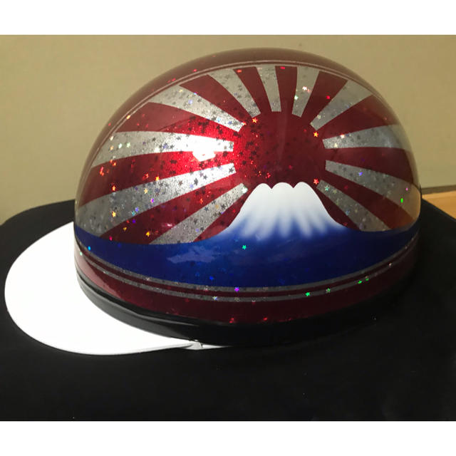 星型ラメ キャンディーレッド 富士日章 コルク半 ヘルメット 軽スロ 軽