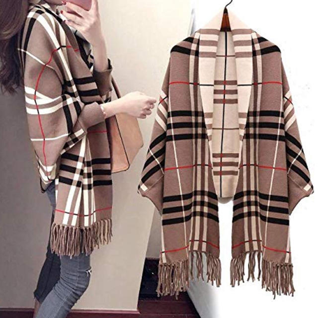 BURBERRY - ストール 大判 袖付き バーバリー風 チェック柄の通販 by