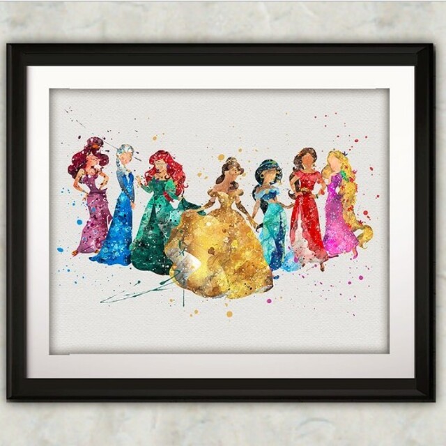 Disney - 日本未発売！ディズニープリンセス2・アートポスター【額縁