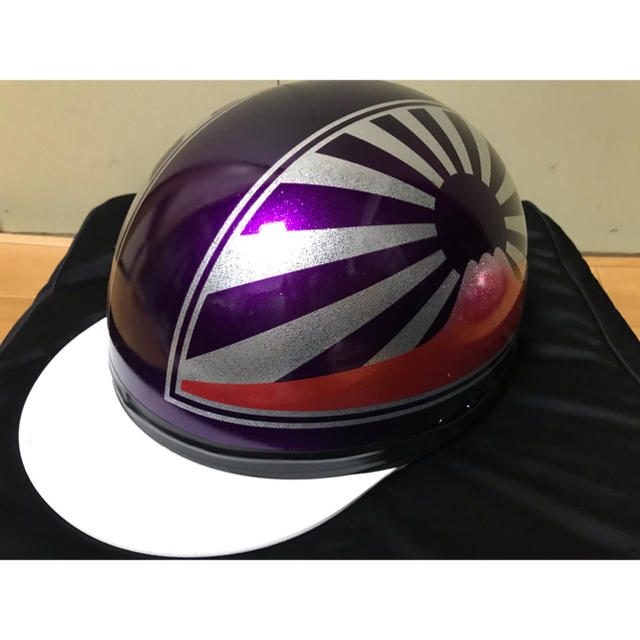 紫ラメ 富士日章 コルク半 ヘルメットの通販 by paint｜ラクマ