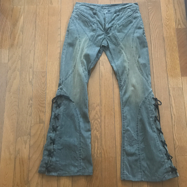 TORNADO TORNADO MART レザーフレア レースアップ Python柄 十字 M