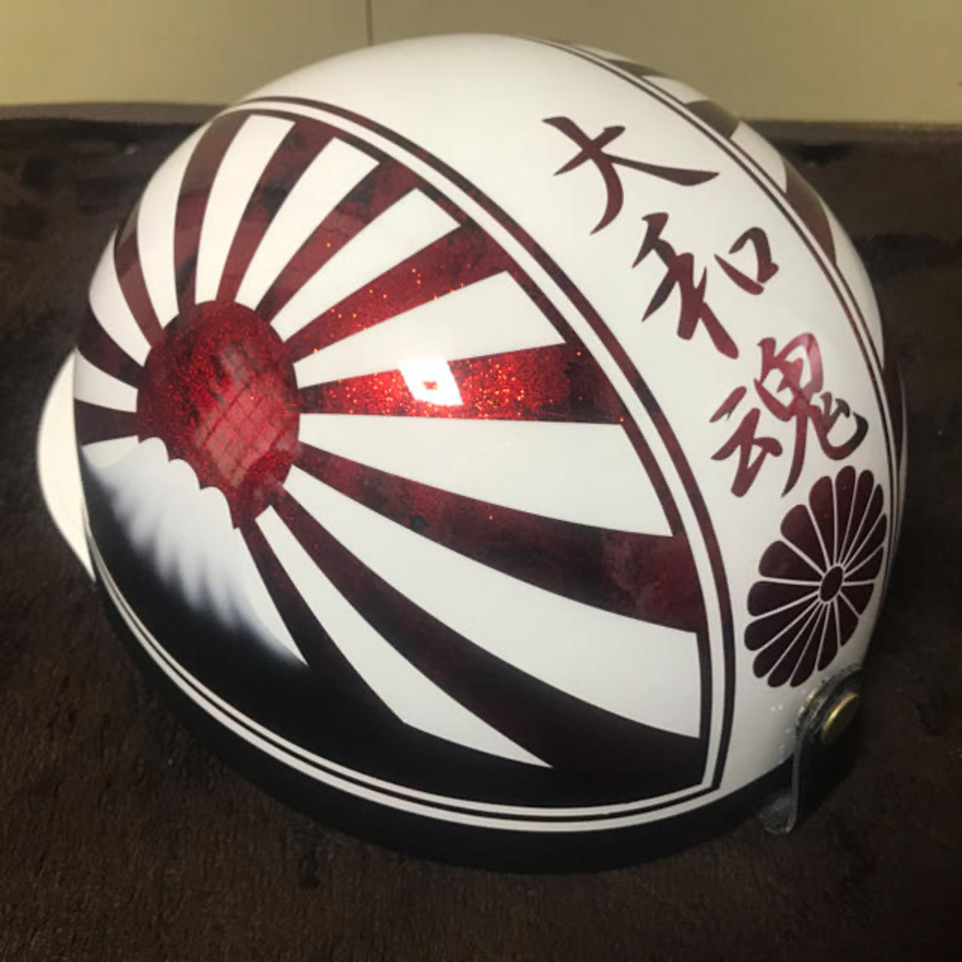 赤ラメ ラップ塗装 富士日章 コルク半 ヘルメットの通販 by paint｜ラクマ