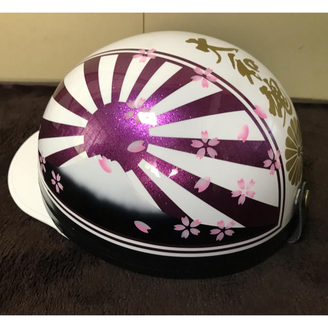 紫ラメ 富士日章 コルク半 ヘルメット 桜の通販 by paint｜ラクマ