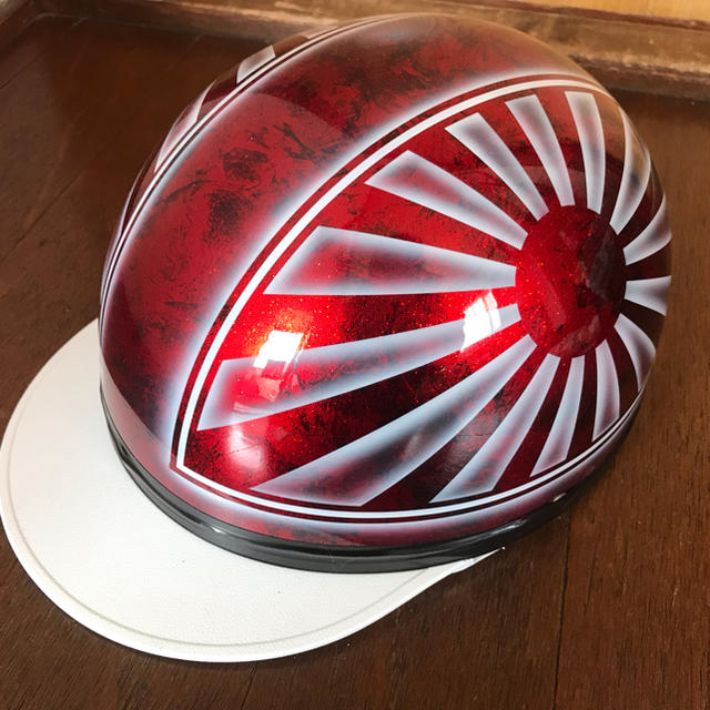 ラップ塗装 赤ラメ 日章 コルク半 ヘルメットの通販 by paint｜ラクマ