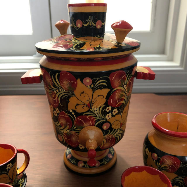 ホフロマ塗り サモワール ロシア 民芸品 茶器セット ミニチュアの通販