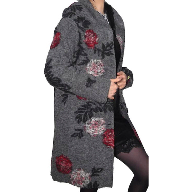 イタリア製】高級 圧縮ウールコート フロッキー柄 花 グレーの通販 by