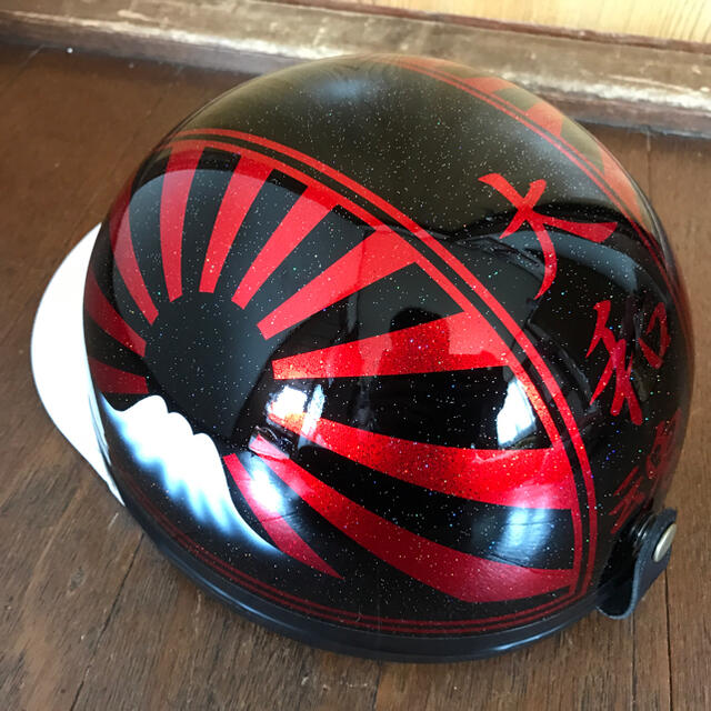 7色ラメ 赤黒 富士日章 コルク半 ヘルメットの通販 by paint｜ラクマ