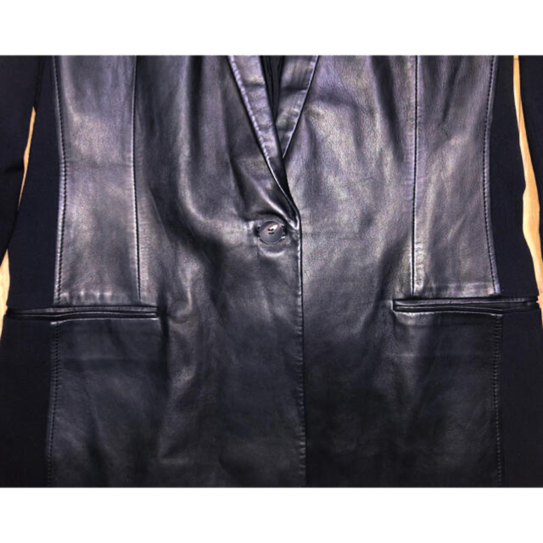 HELMUT LANG - 美品 HELMUT LANG レザー切替 ジャケット 2 シープ