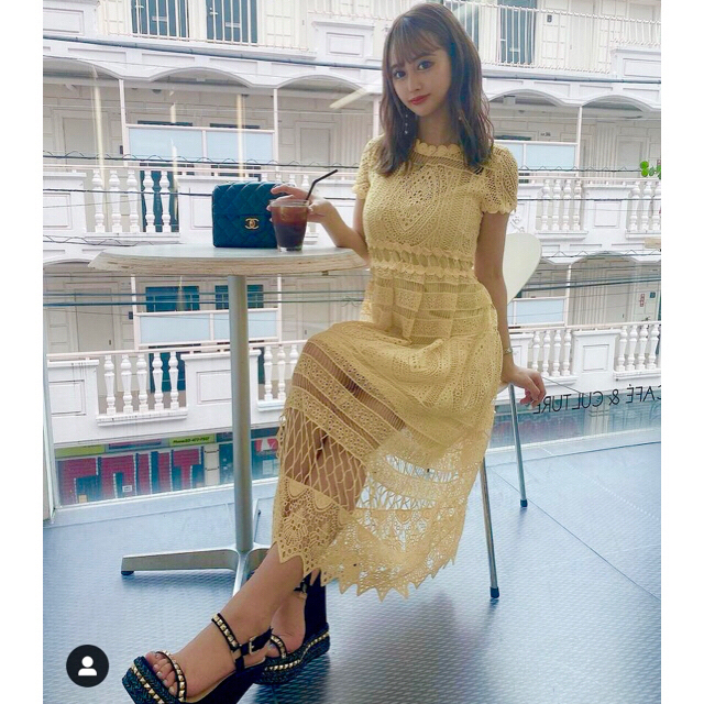 SNIDEL - レースワンピース 黄色 ドレス スカラップ シースルー フリル