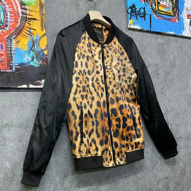 ZARA - 美品 ZARA MAN 光沢 ヒョウ柄 パーカー ジャケット コートの