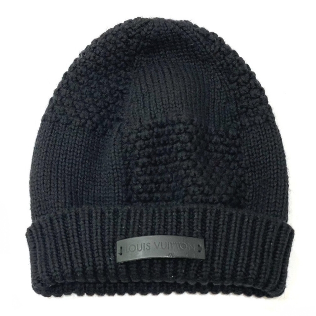 LOUIS VUITTON - ルイヴィトン ダミエ レザーロゴタグ ニットキャップ