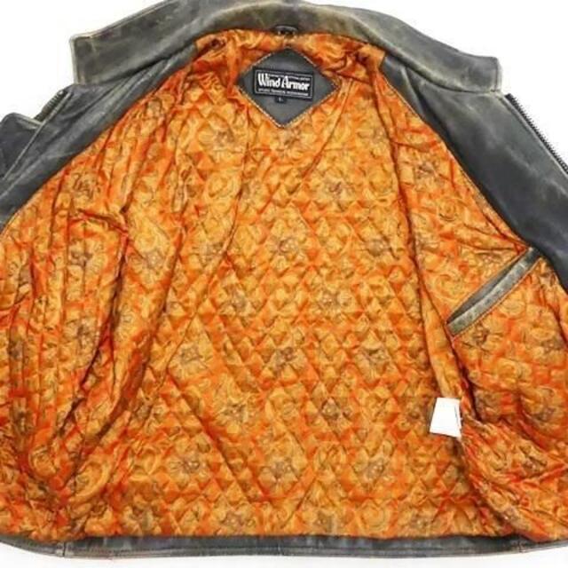 レザー ライダース ジャケット メンズ L 黒 シングル 革ジャン 本革 本