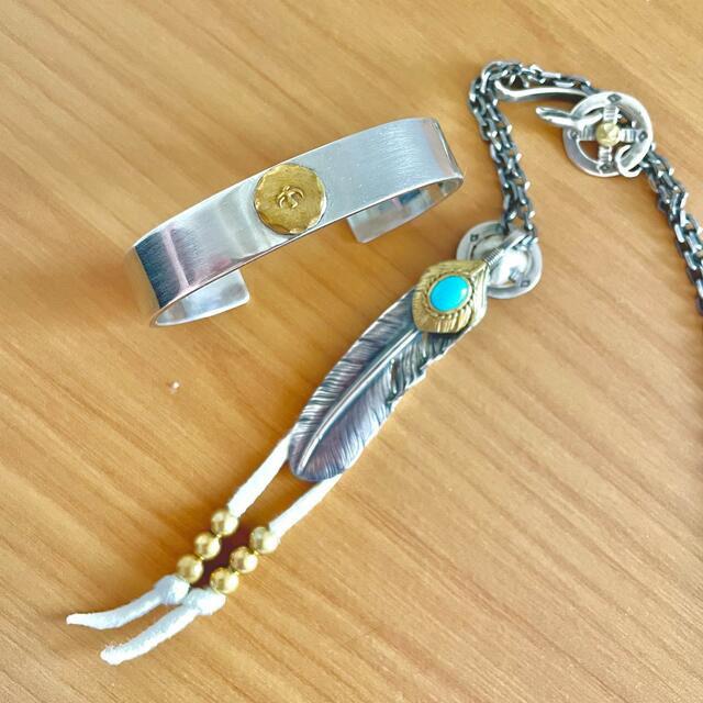 goro's - ゴローズ 上金金縄ターコイズ特大フェザー&バングル セットの