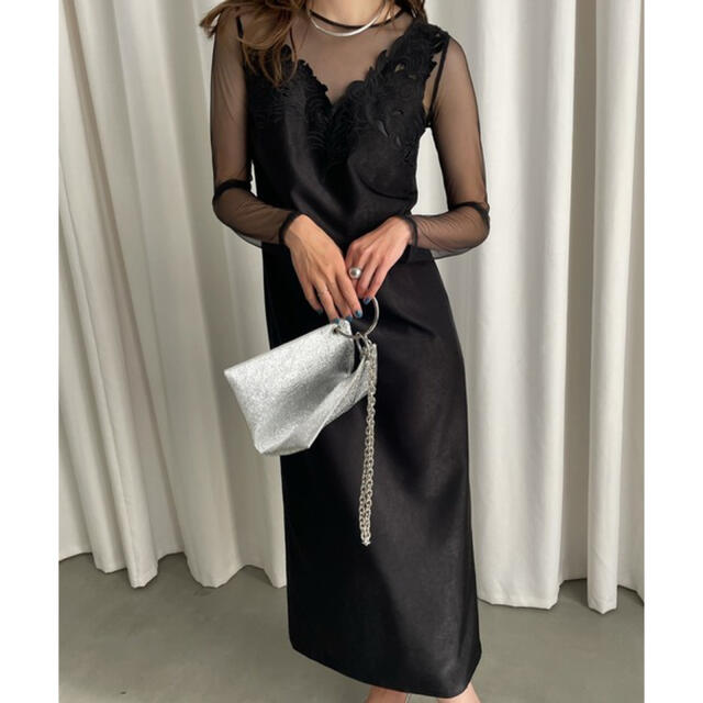 Ameri VINTAGE - UND RENEE CUTWORK DRESS BLACKの通販 by ローズ