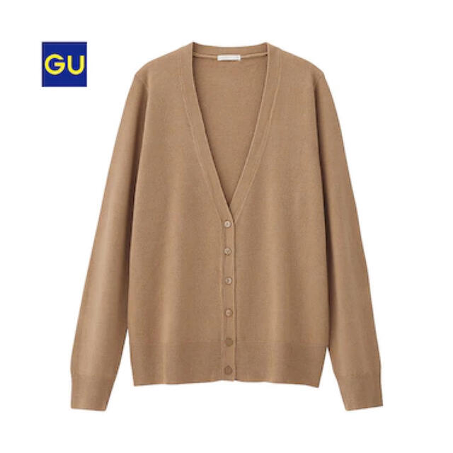 GU - GU カシミヤタッチVネックカーディガン(長袖) ベージュ Mサイズ