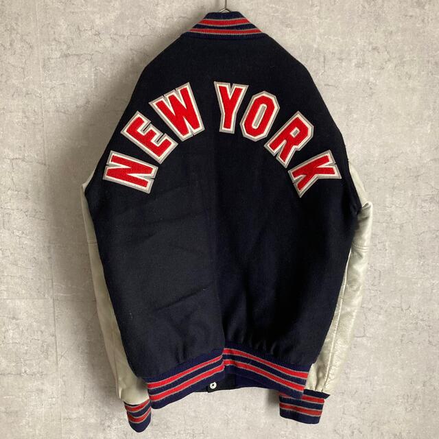 極希少 HEWITT MFG スタジャン ワッペン デカロゴ USA製 紺 Mの通販 by