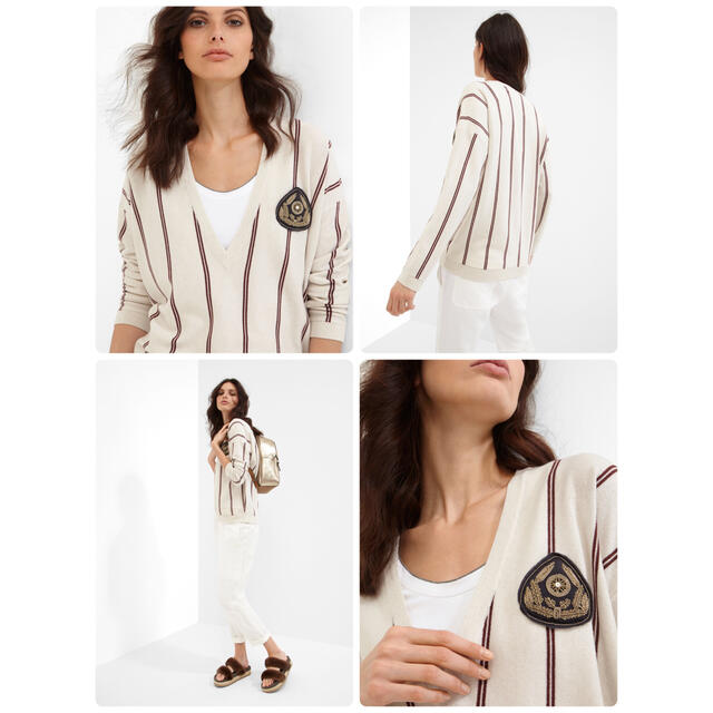 美品 ブルネロクチネリSモニーレ装飾 胸章 カシミア100ニットトップス