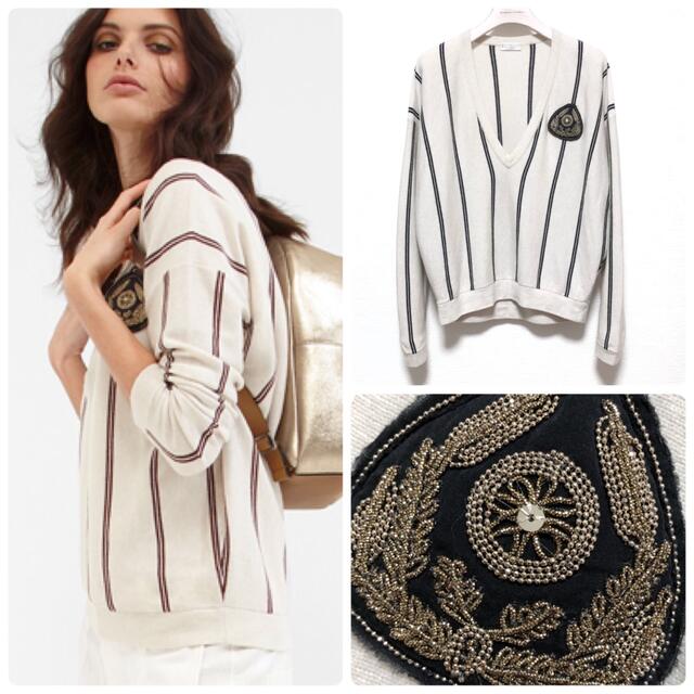 美品 ブルネロクチネリSモニーレ装飾 胸章 カシミア100ニットトップス