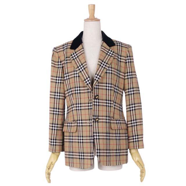 BURBERRY - バーバリー ジャケット ブレザー 襟ベロア チェック ウール