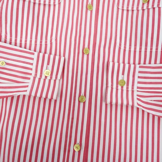 CHANEL - Vintage シャネル シャツ ブラウス ストライプ ココマーク M