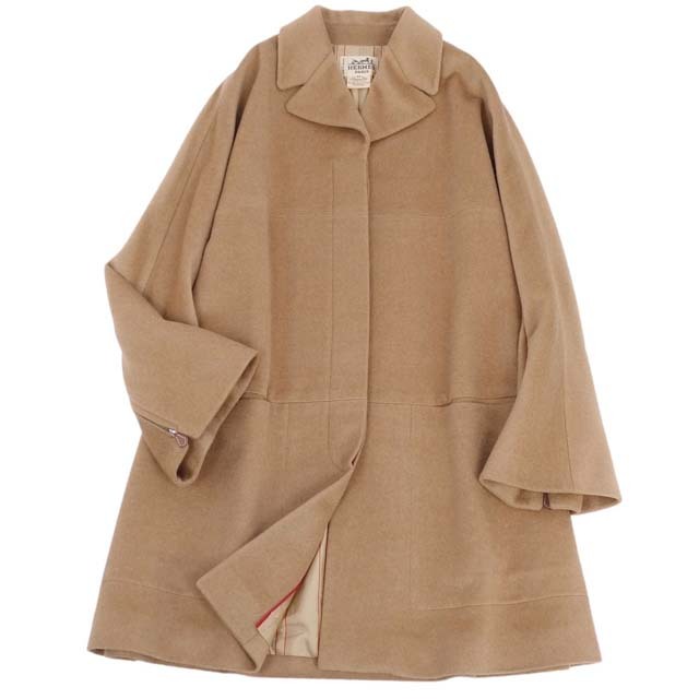 HERMES - Vintage エルメス コート キャメルヘアー 無地 42 ベージュの