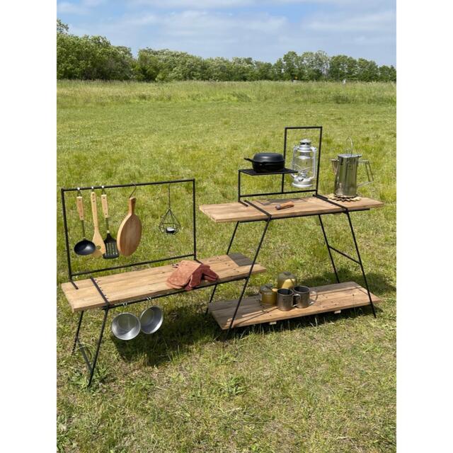 吊り下げ3段シェルフ70 アンティークウッド アイアンラック/アイアン