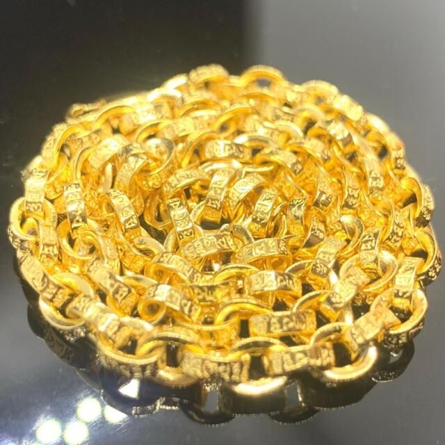 梵字彫 22k仕上げ ペーパーチェーン ロープチェーン ゴールド