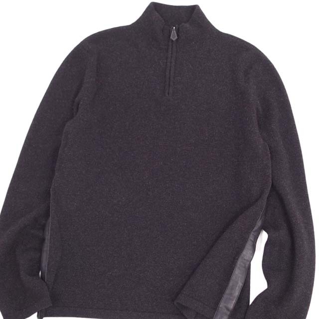 HERMES - エルメス ニット ヤク ウール ハーフジップ セーター レザー