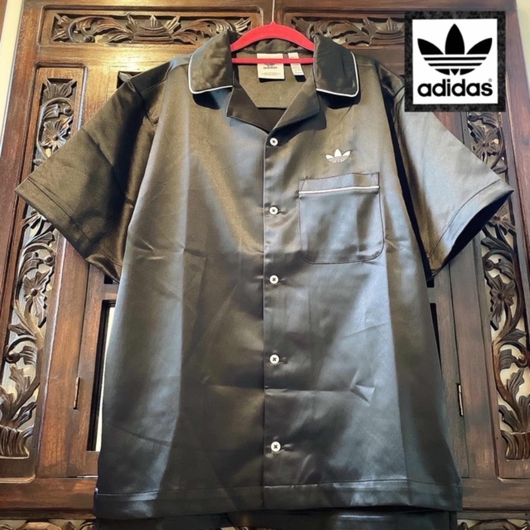 adidas - アディダス 黒 サテン シャツ Tシャツ ジャージ KingGnu常田