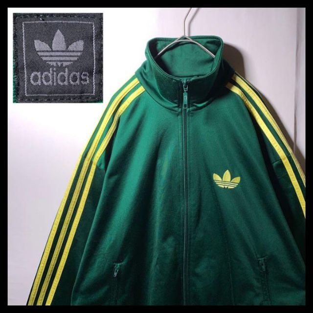adidas - 90s 古着 adidas トラックジャケット ジャージ 緑黄色 小松菜
