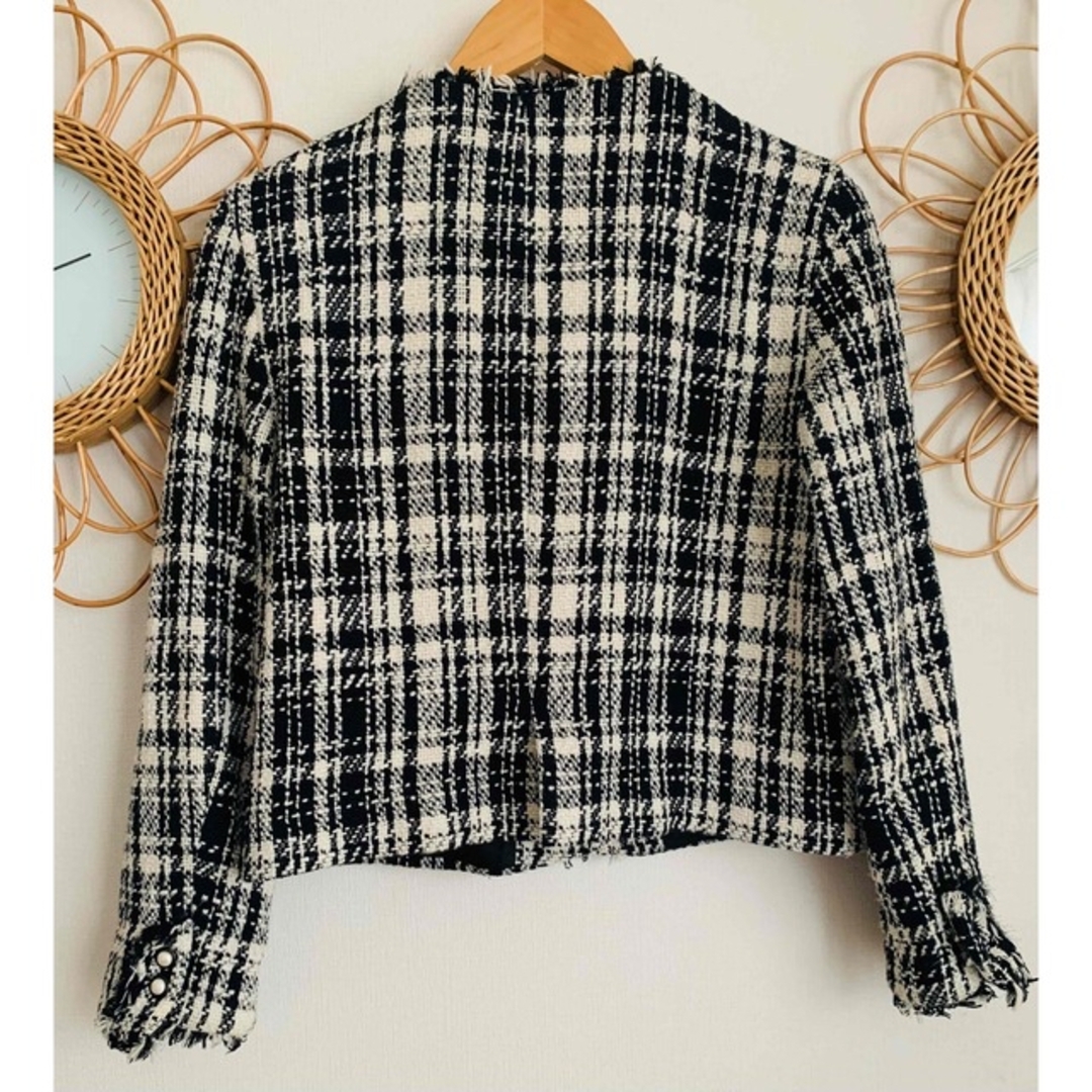 ZARA - ZARA ザラ ジャケット ノーカラージャケット ツイード パール